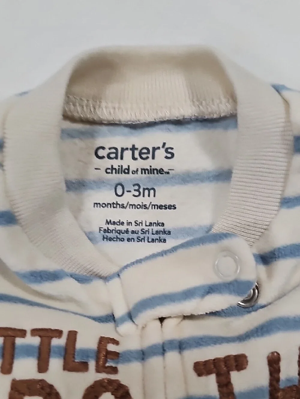 Lot Of 3 Carter's Little Brother Sleepers Size 0-3 Months